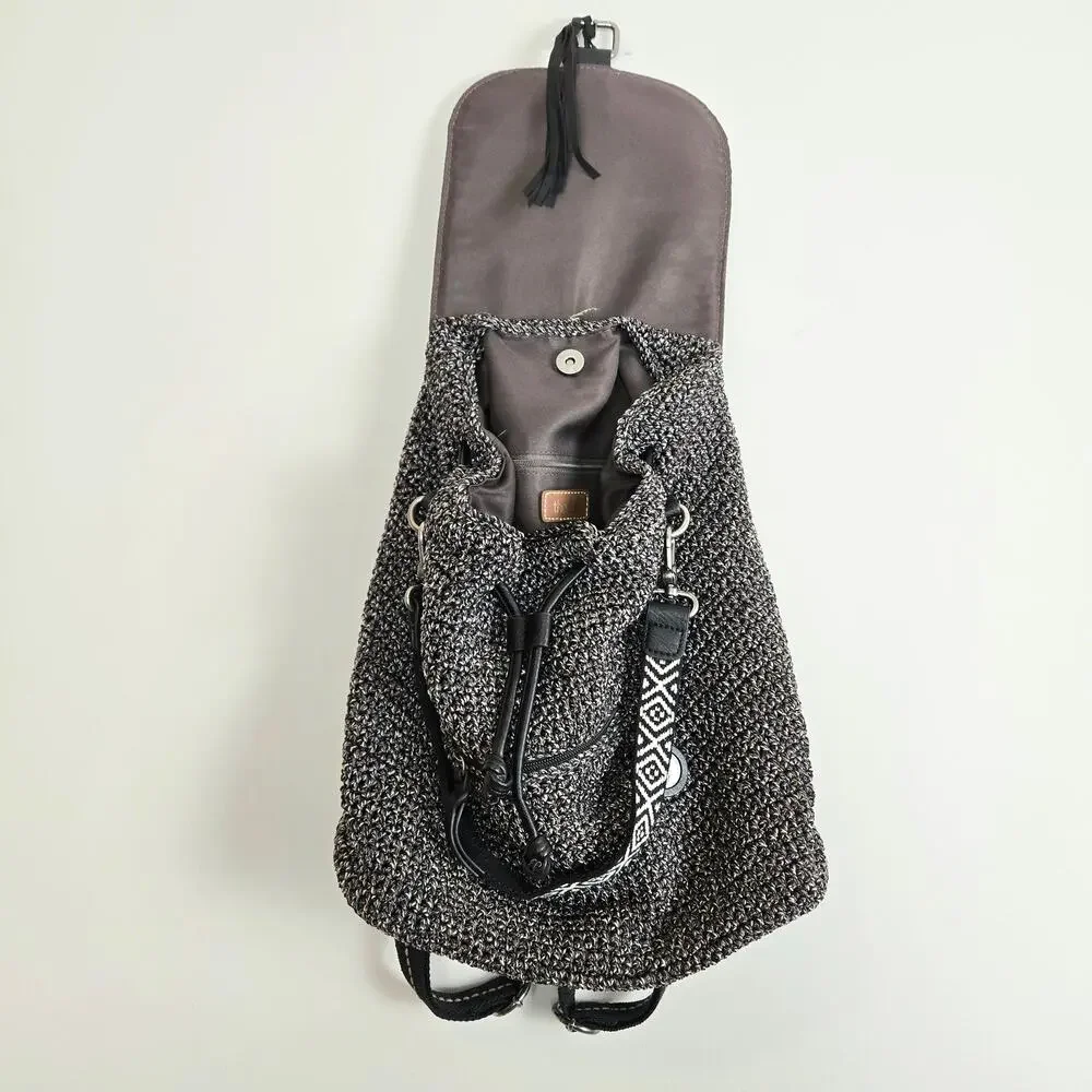 The Sak Marled Woven Bucket Backpack Black Gray